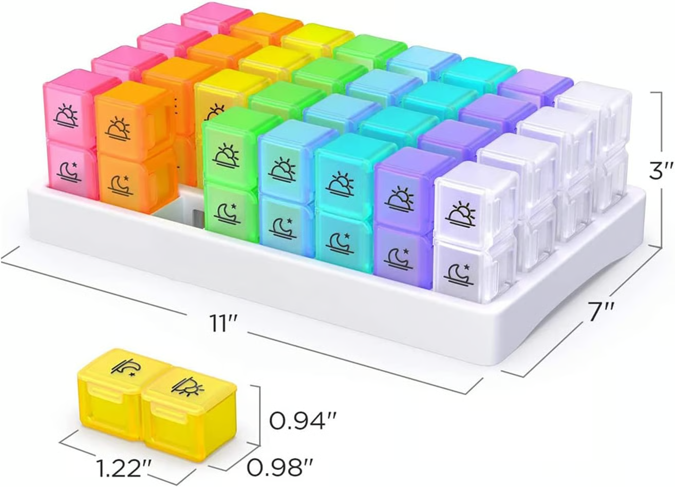 💊 Monthly AM/PM Pill Organizer – Twice-a-Day Medicine & Vitamin Storage with Stickers