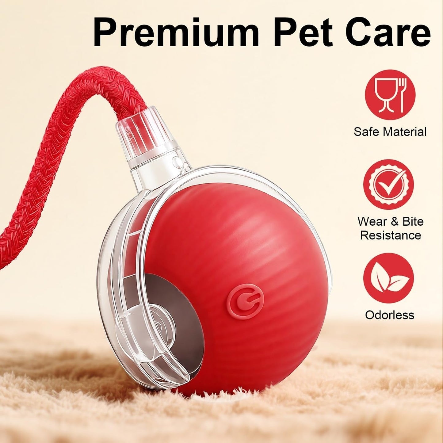 🐾Interactive Smart Chase Ball for Cats & Dogs – USB Rechargeable Automatic Rolling Teaser Toy with Speedy Tail
